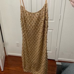 Fashion Nova “Roxi Dress” Color: Gold Size: S